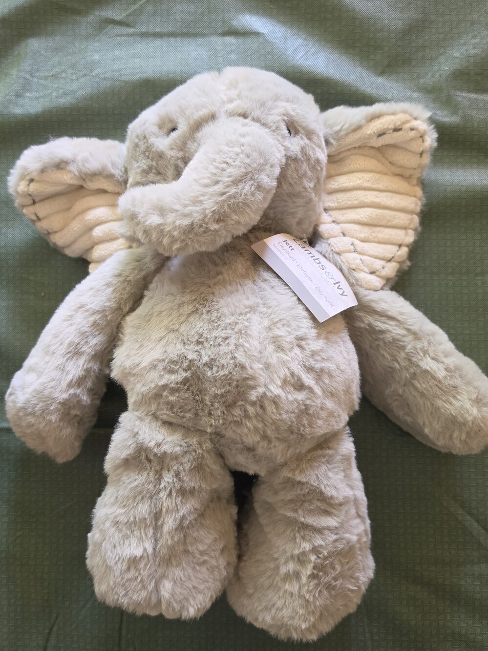 New Lambs & Ivy Jett Grey Plush Elephant Stuffed Toy - Kids & Baby Comfort